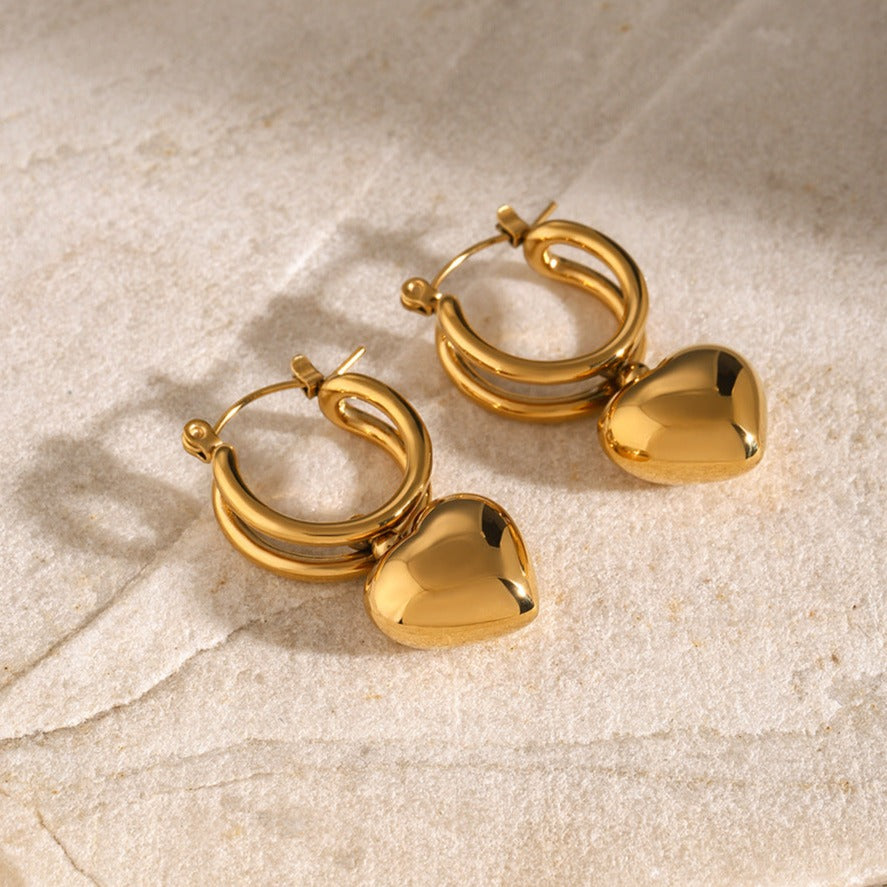 Audrey - Boucles d'oreilles en cœur en or