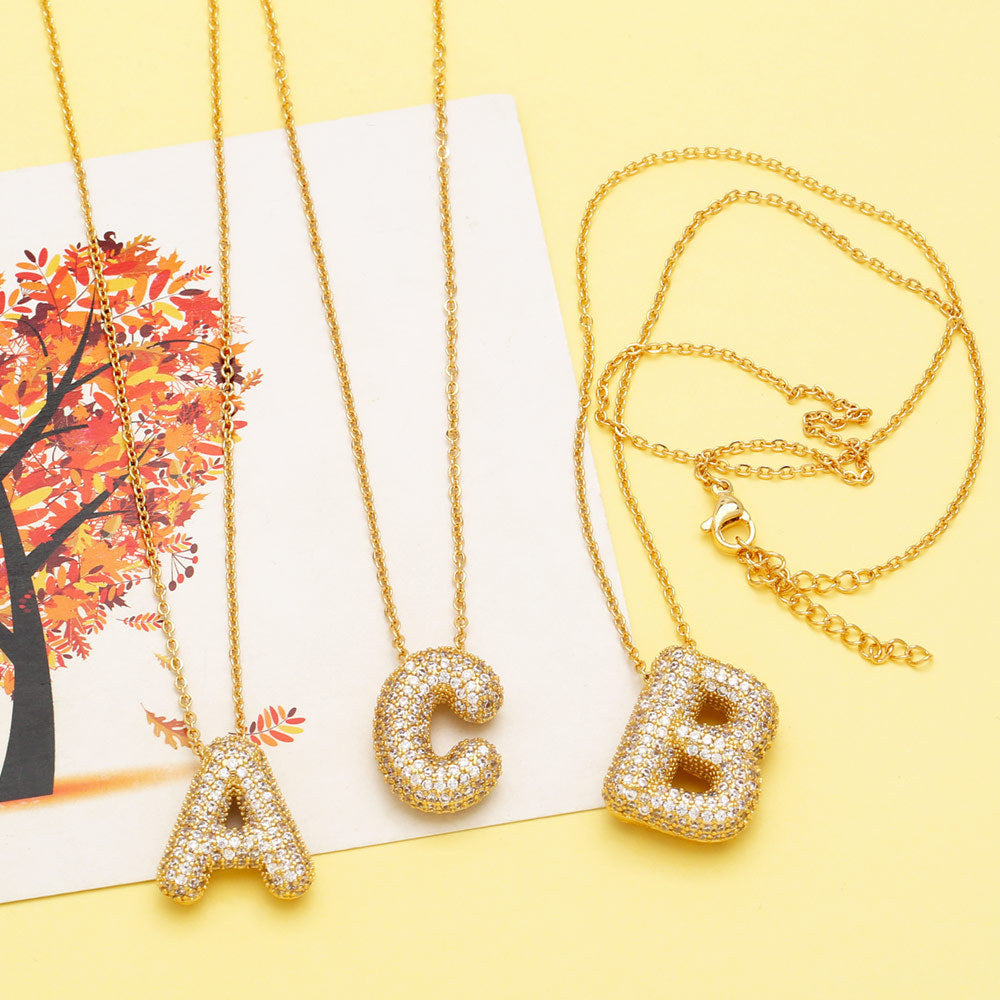 Collier Bubbly Brillant - Lettre en zirconia incrustée