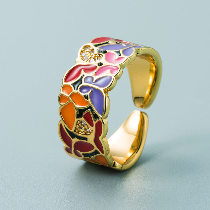 Kamille – Bague Camille grande motif de feuille bleue