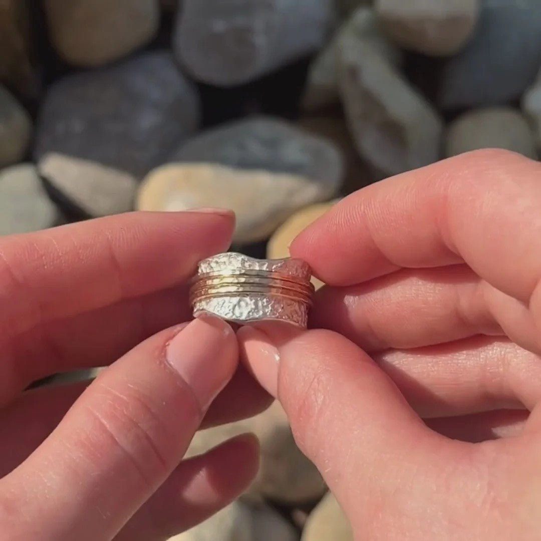 Bianca - Bague tournante intemporelle en or et argent