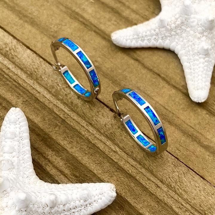 Naia – Boucles d'oreilles en argent et opale avec inspiration marine