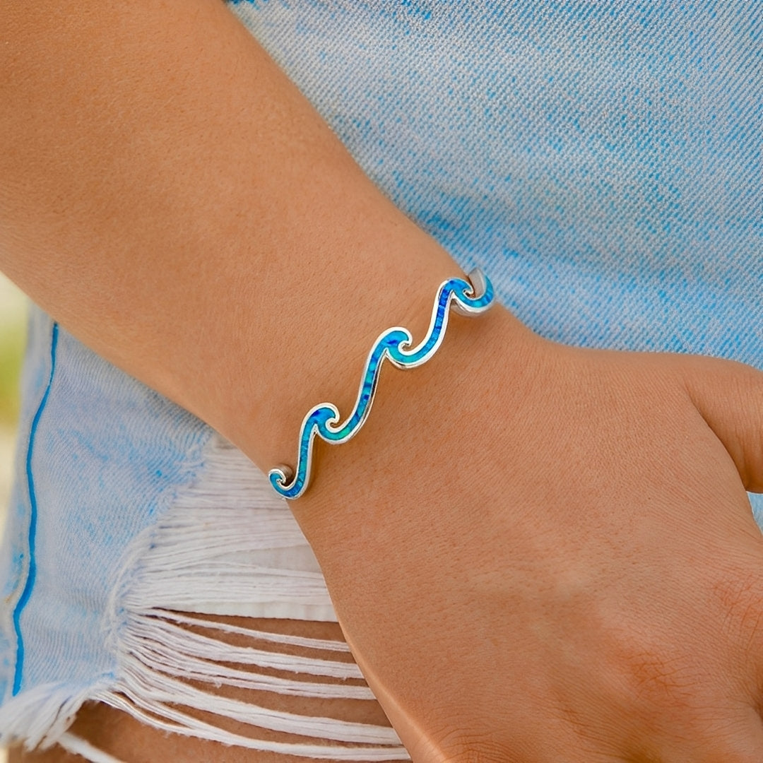 Naya – Bracelet de vagues d'opale et argent