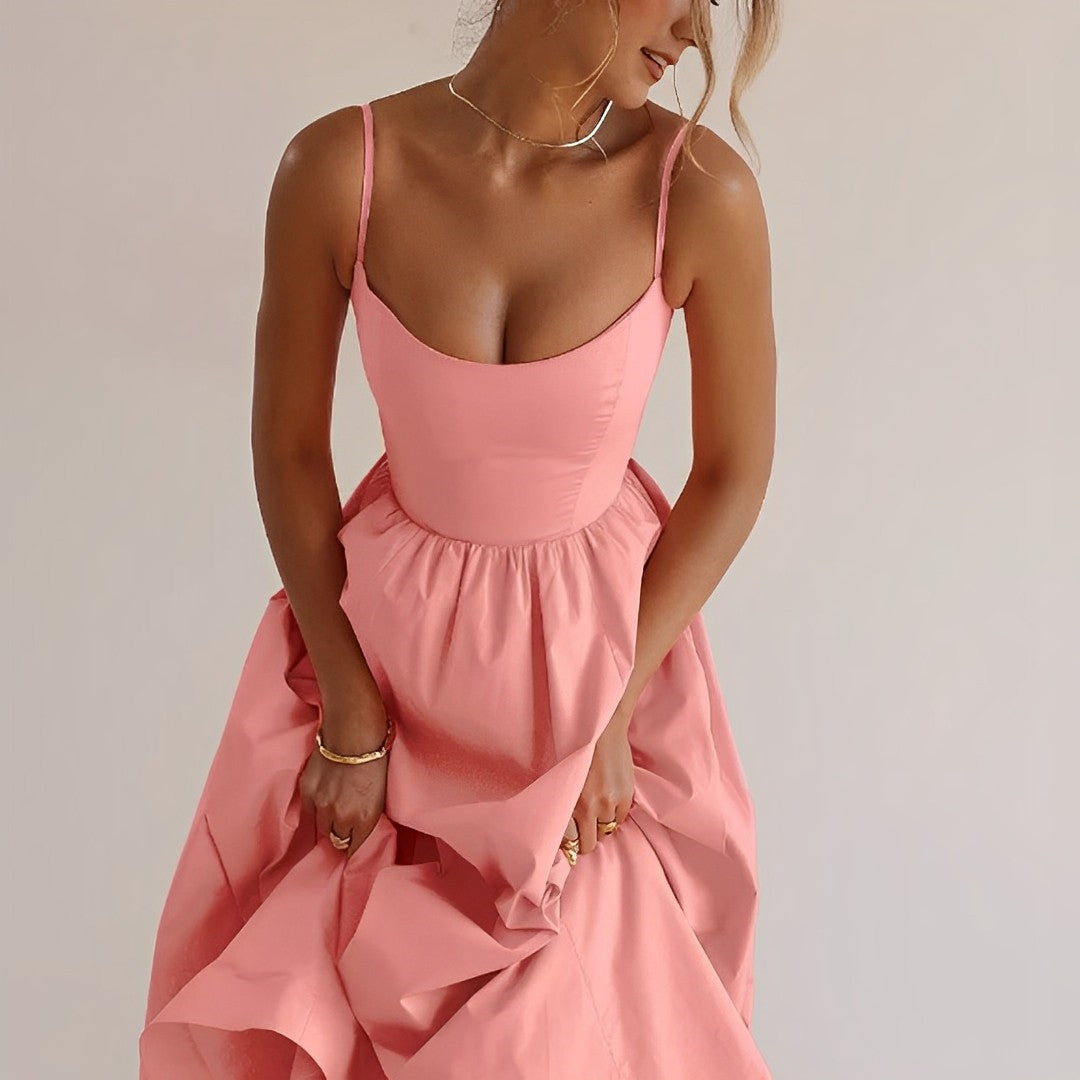 Fabiana - Robe à fines bretelles et coupe froncée