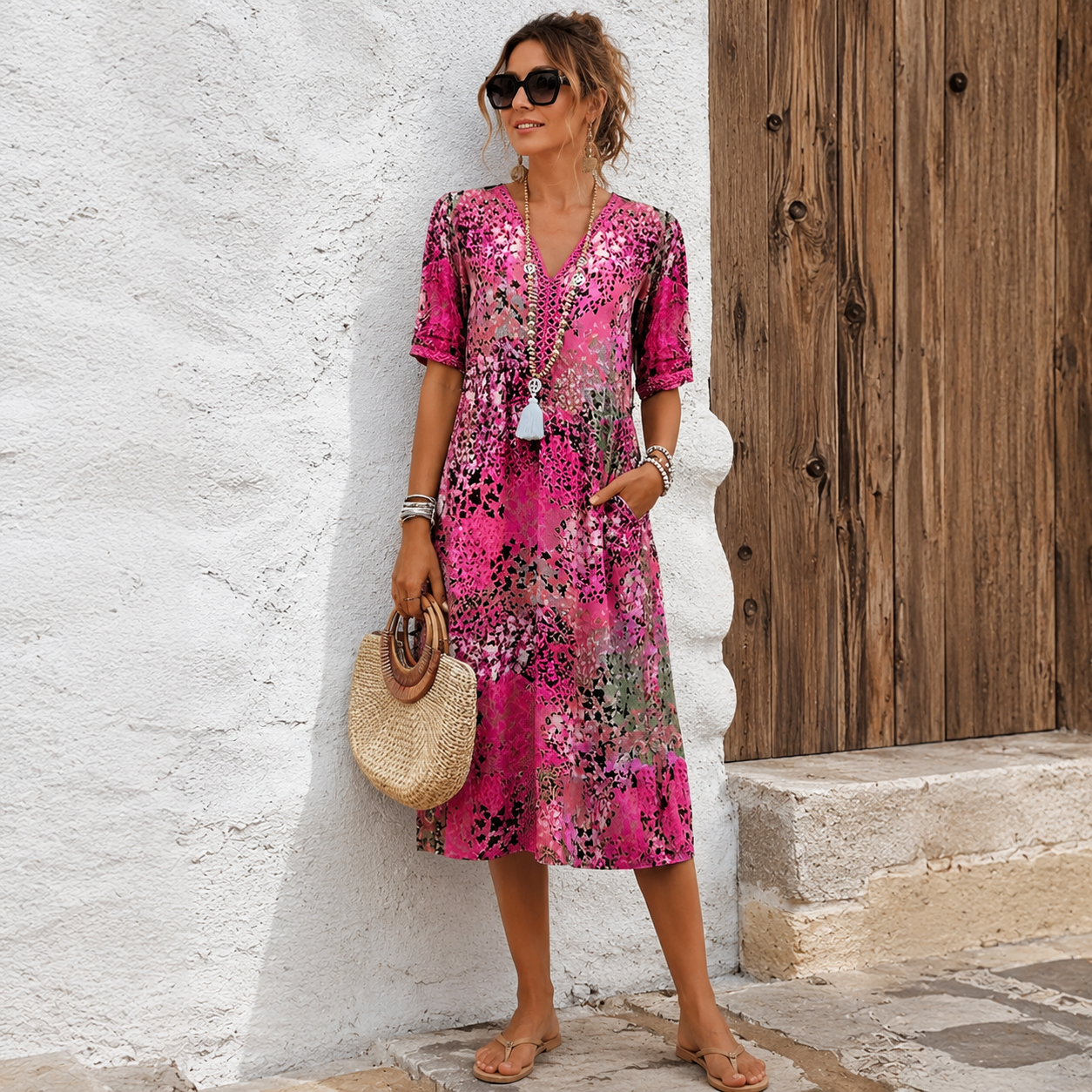 Harper – Robe mi-longue élégante avec imprimé floral