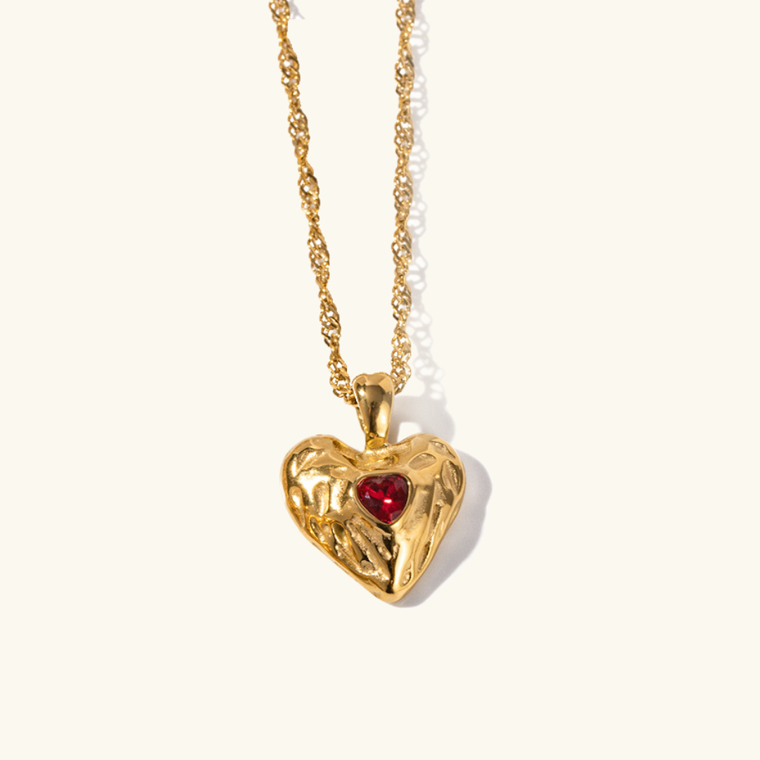 Vesper - Collier de Cœur Rouge en Or