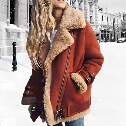 Michelle - Wool and faux fur coat for women