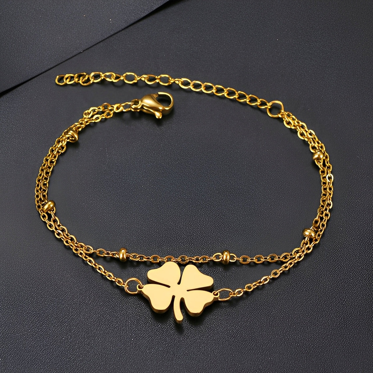 Sanya – Bracelet trèfle en or et argent