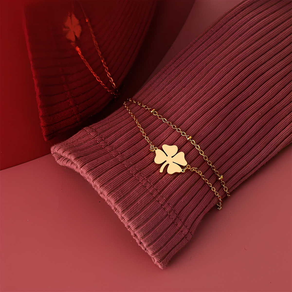 Sanya – Bracelet trèfle en or et argent