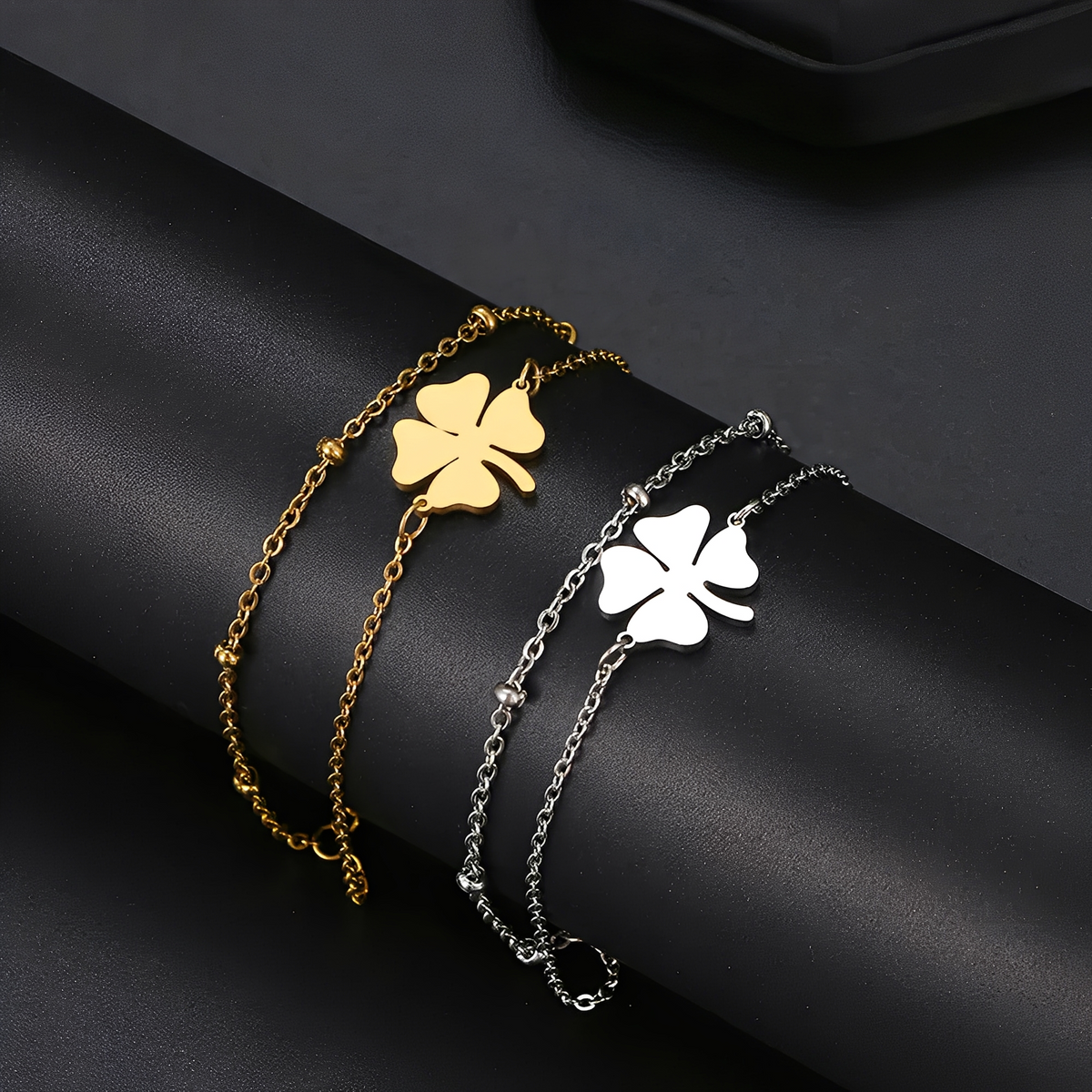 Sanya – Bracelet trèfle en or et argent