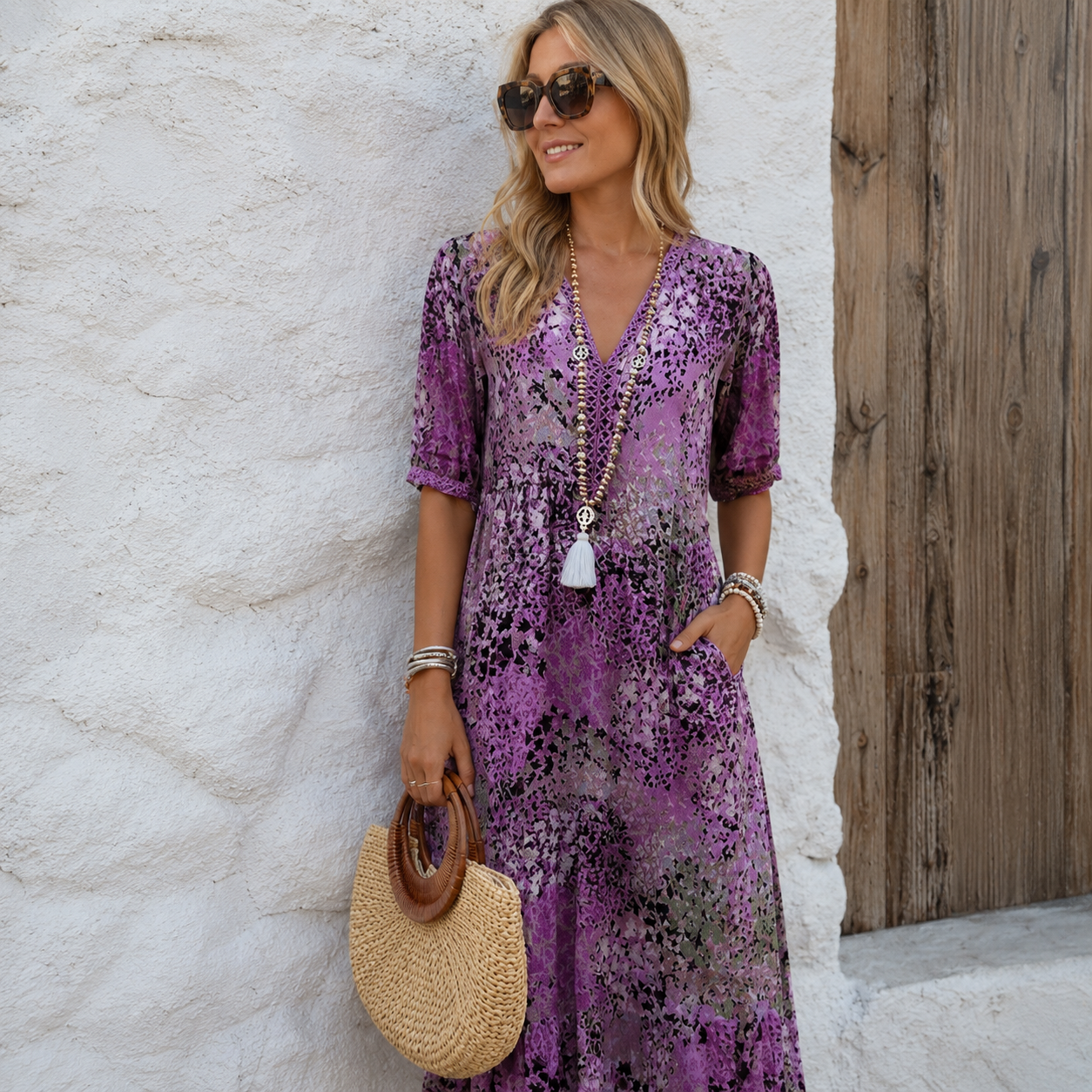 Harper – Robe mi-longue élégante avec imprimé floral