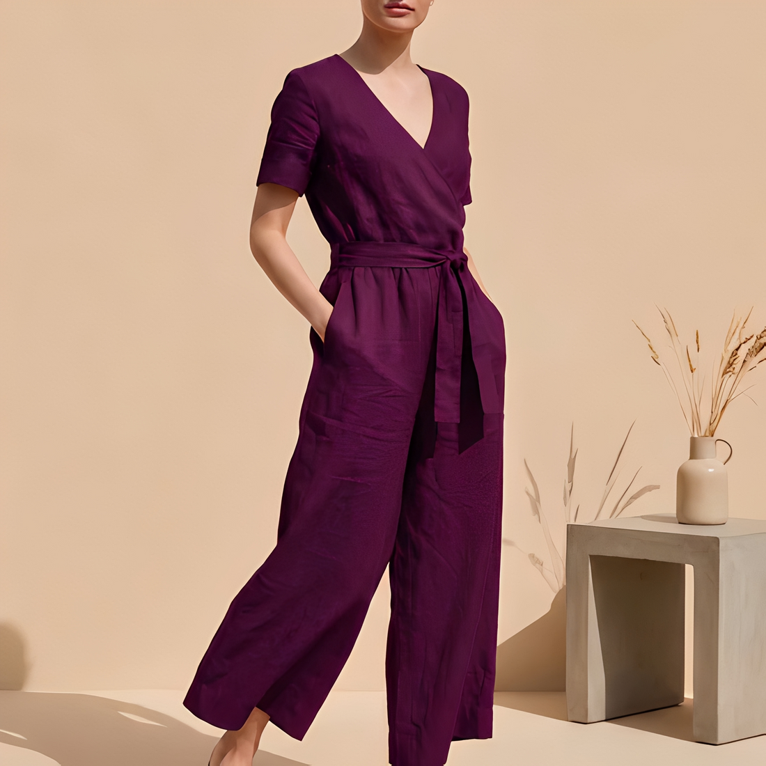 Charliya - Combinaison chic avec nœud sur le devant pour femme