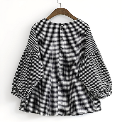 Tahlia - Chemise ample à carreaux pour femmes avec design asymétrique