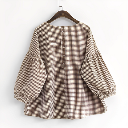 Tahlia - Chemise ample à carreaux pour femmes avec design asymétrique