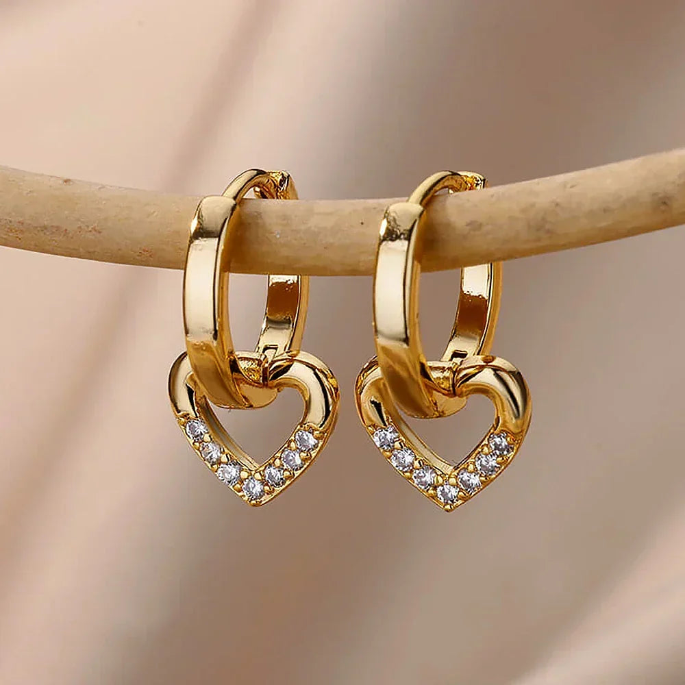Ariane – Boucles d'oreilles en forme de cœur dans un cercle