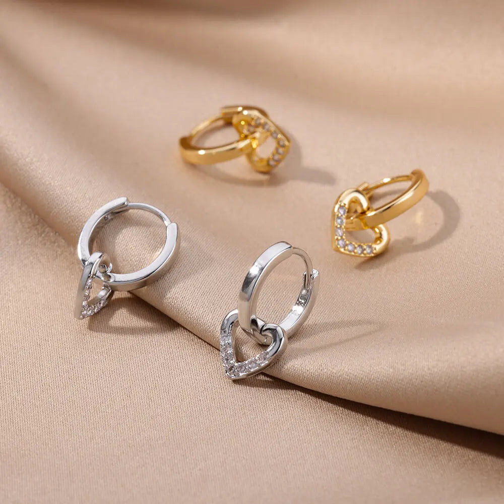 Ariane – Boucles d'oreilles en forme de cœur dans un cercle