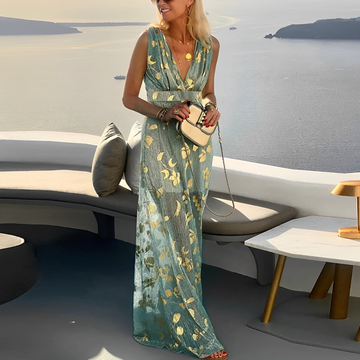 Aubrey - Maxi-robe élégante avec détails dorés pour femme
