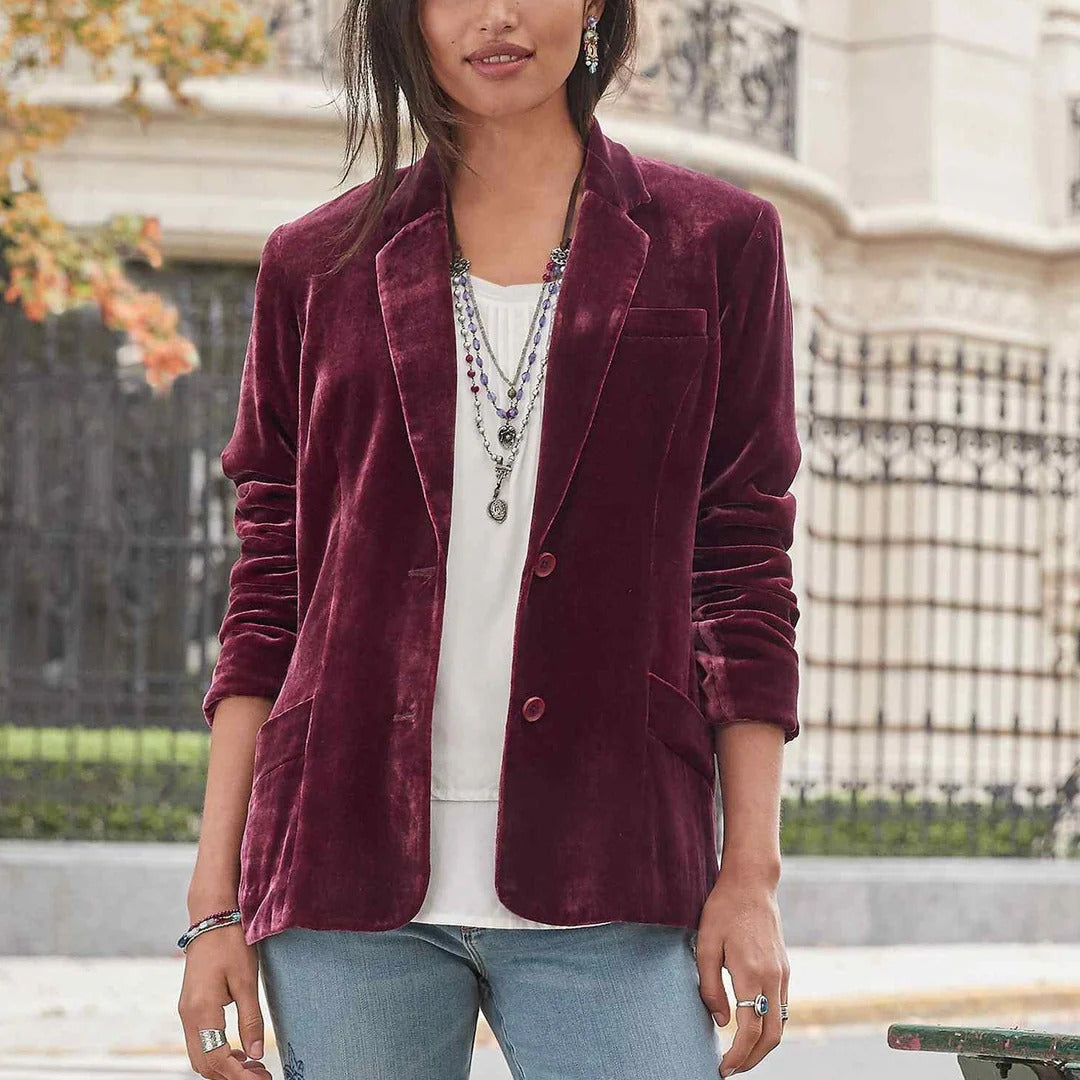 Kilie - Veste Blazer Femme Velours Vintage