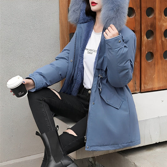 Leone - Parka-femme - Col fourrure, doublure laine