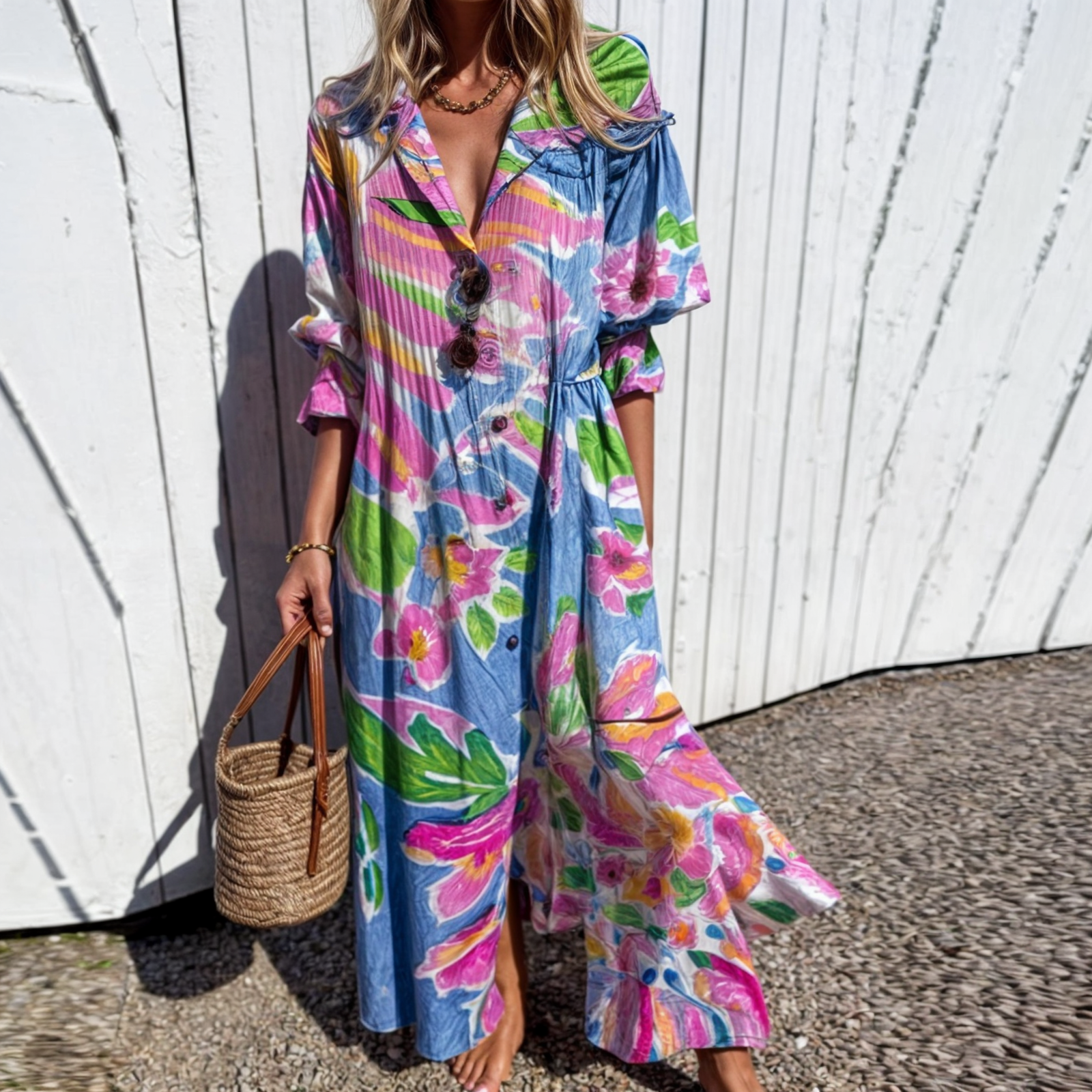 Noelia – Robe-chemise à imprimé floral éclatant