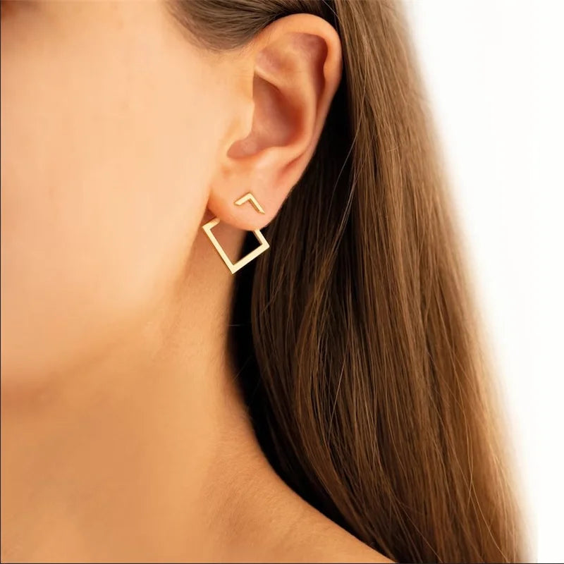 Losange connectant - Boucles d'Oreilles géométriques minimalistes