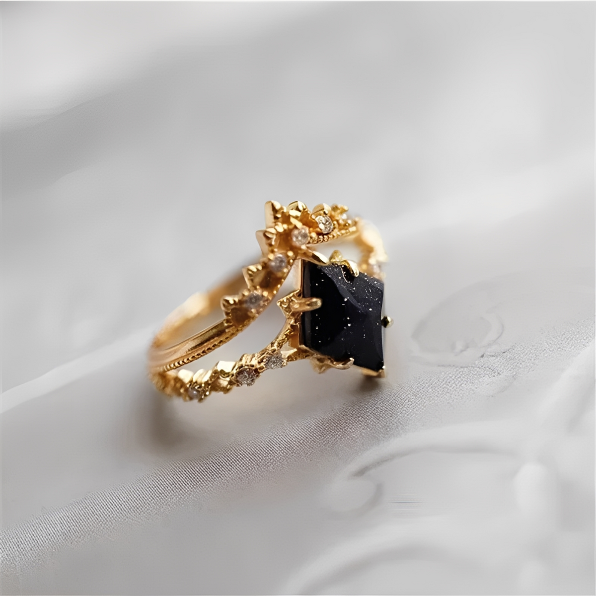 Nerisa – Bague en obsidienne nuit noire