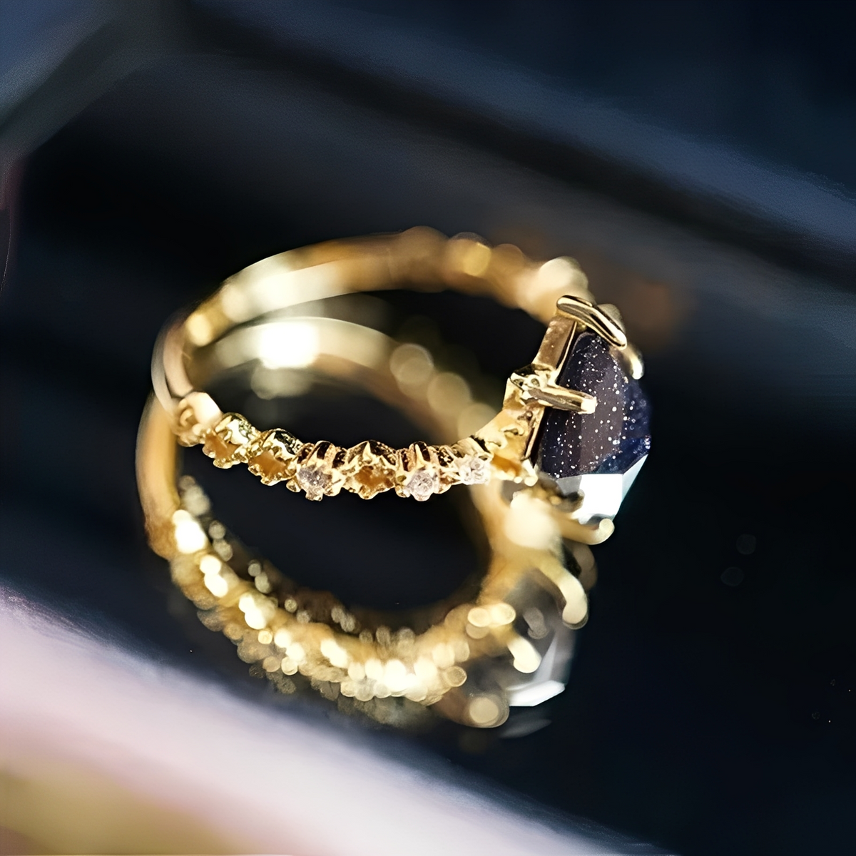 Nerisa – Bague en obsidienne nuit noire