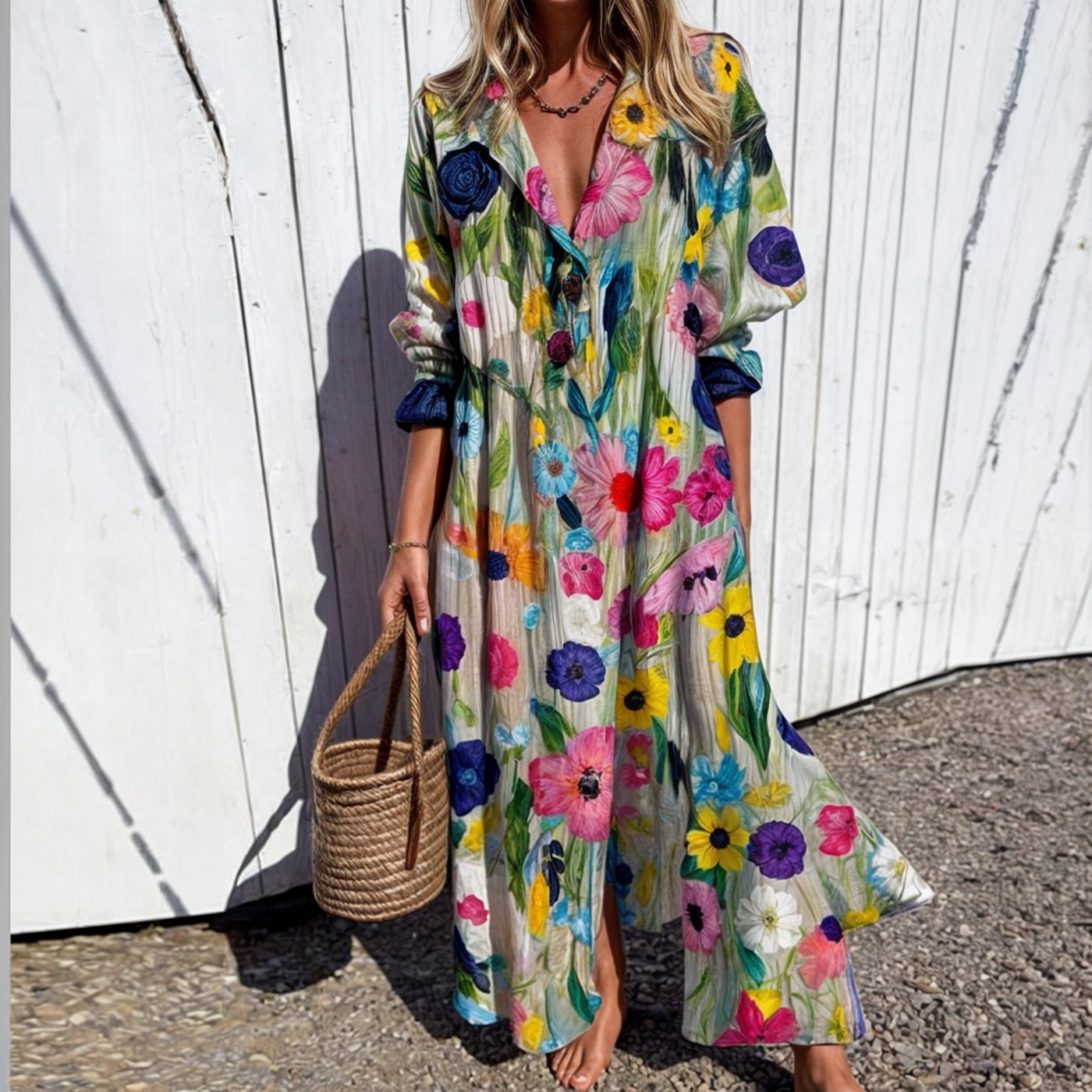 Noelia – Robe-chemise à imprimé floral éclatant