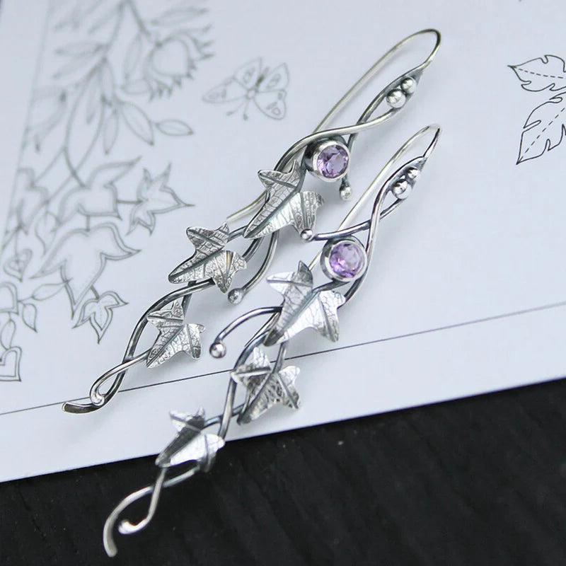 Elowen – Boucles d'oreilles vintage avec feuilles de fée