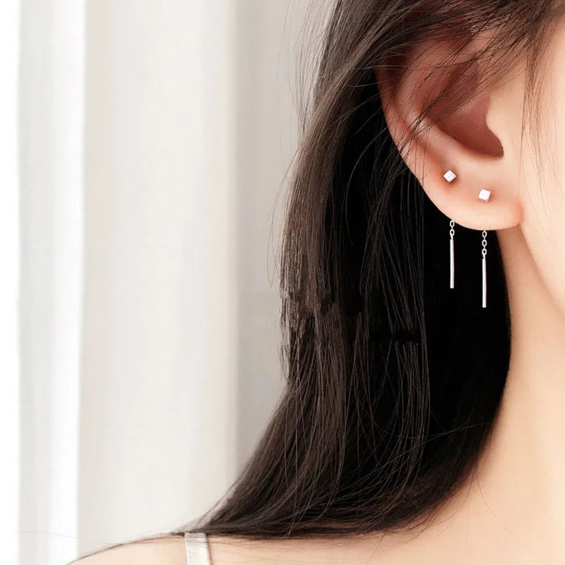 Kaelen – Boucles d'oreilles en cube et élégantes franges