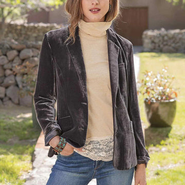 Kilie - Veste Blazer Femme Velours Vintage
