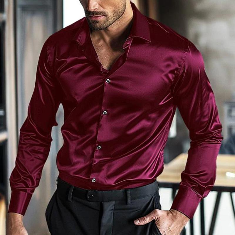 Elian – Chemise satinée brillante pour hommes