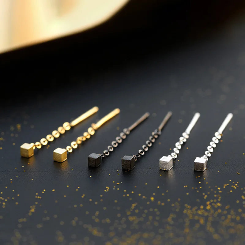 Kaelen – Boucles d'oreilles en cube et élégantes franges