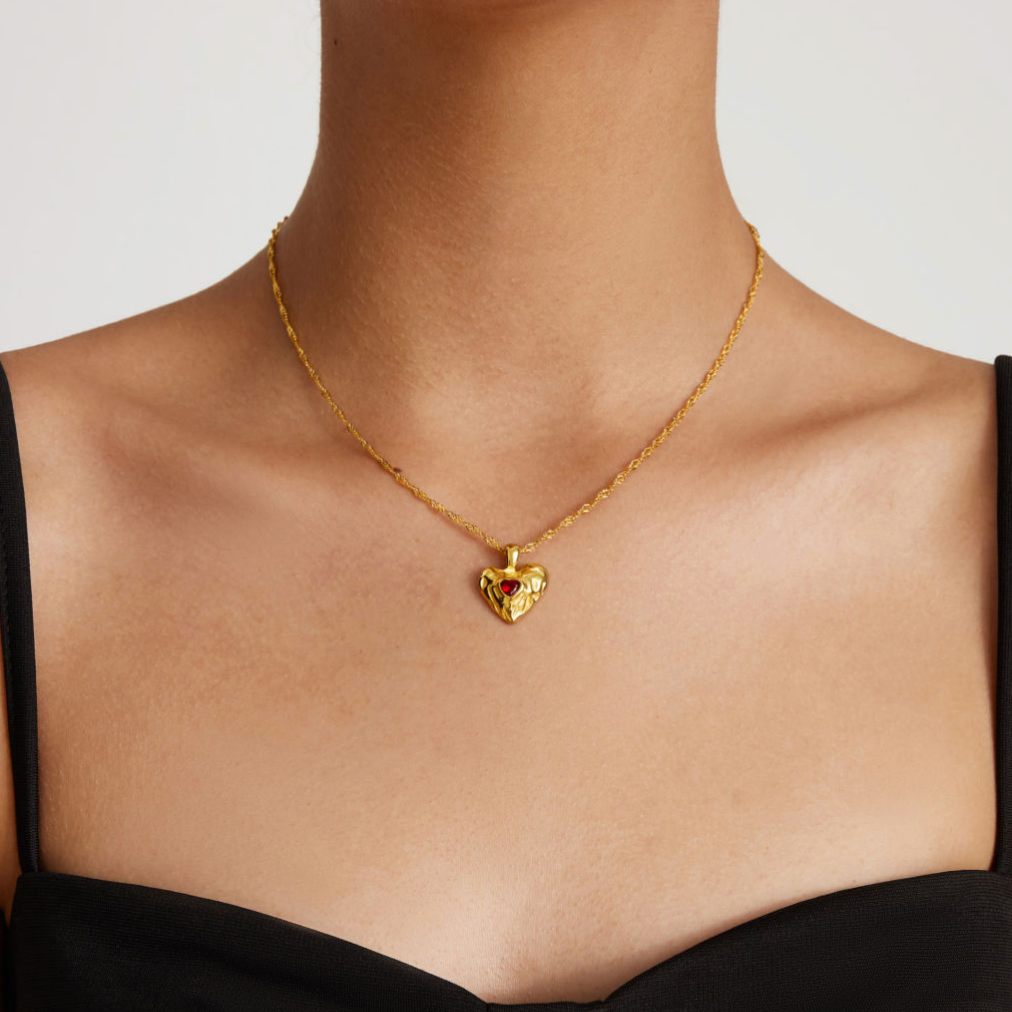 Vesper - Collier de Cœur Rouge en Or