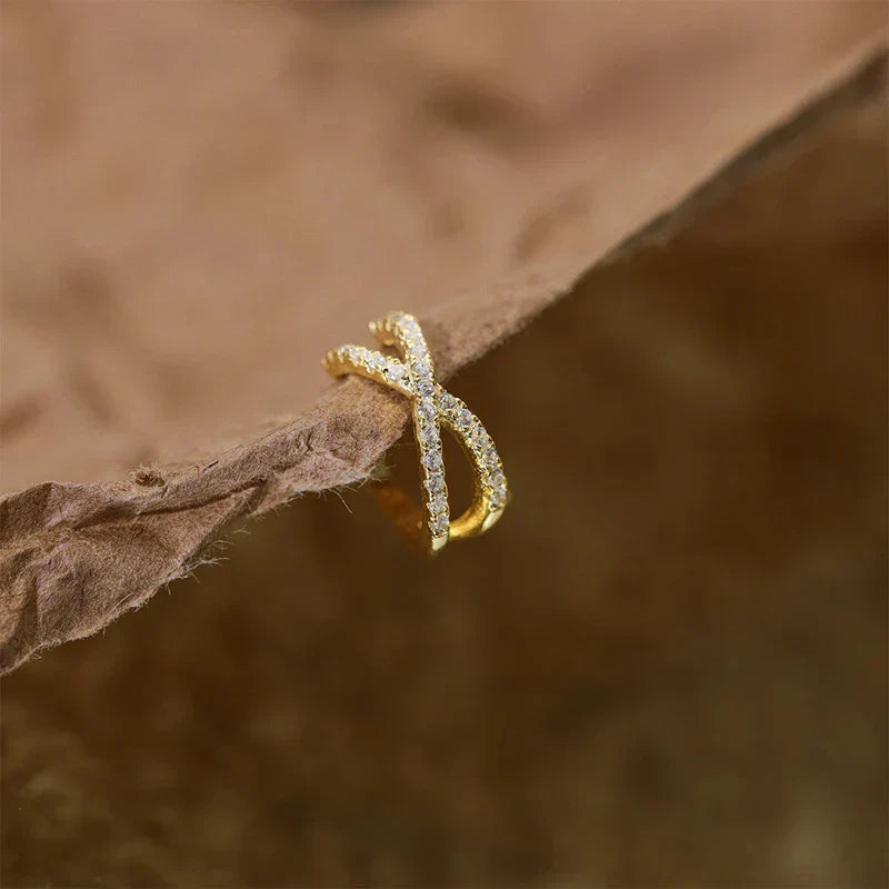 Noelle – Clip d'oreille à double couche et diamants