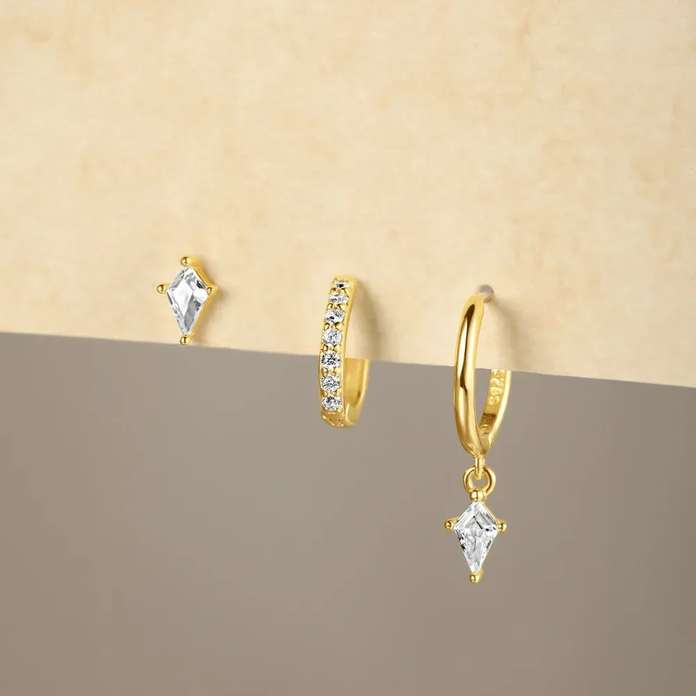 Azaria – Ensemble de boucles d'oreilles avec pendentif en diamant