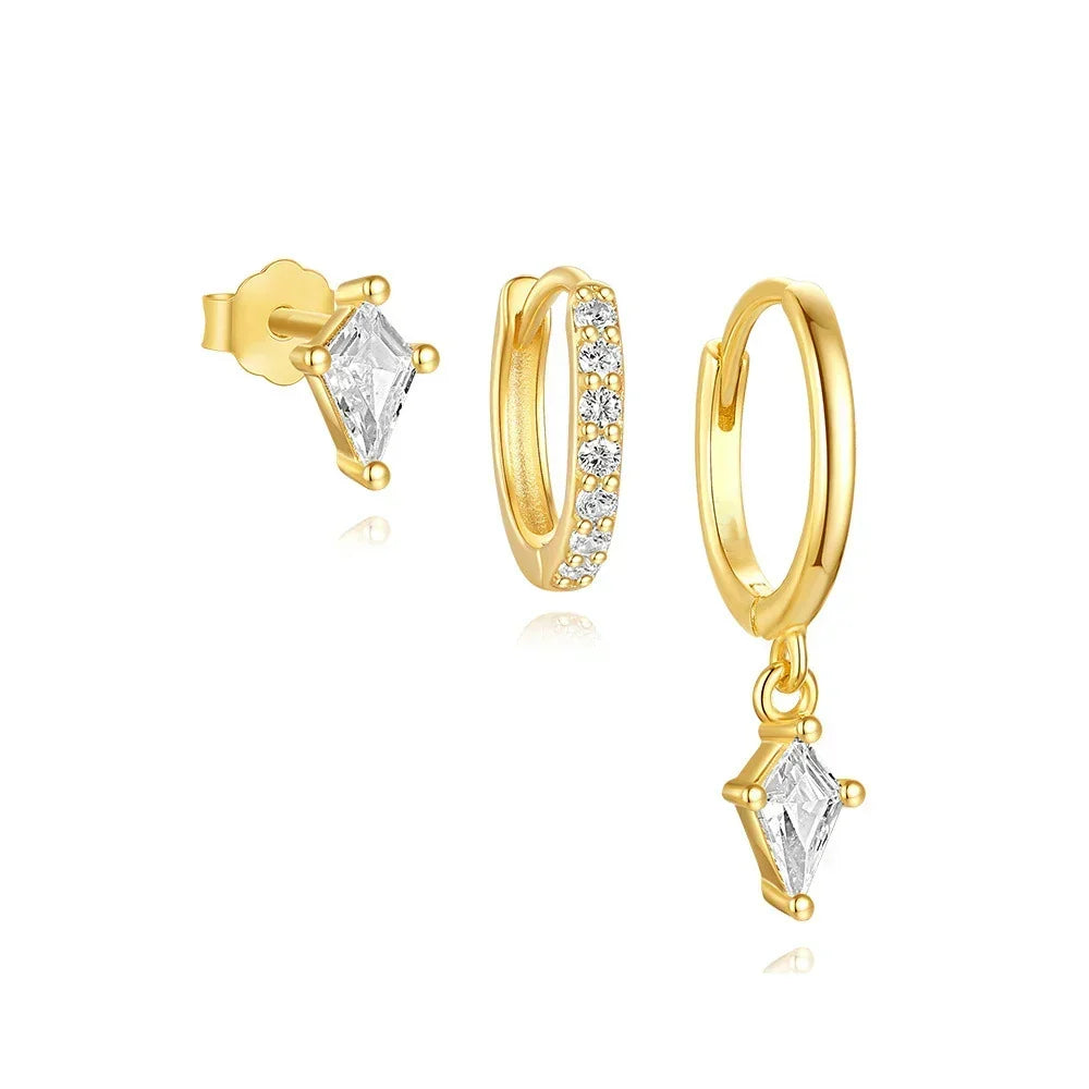 Azaria – Ensemble de boucles d'oreilles avec pendentif en diamant