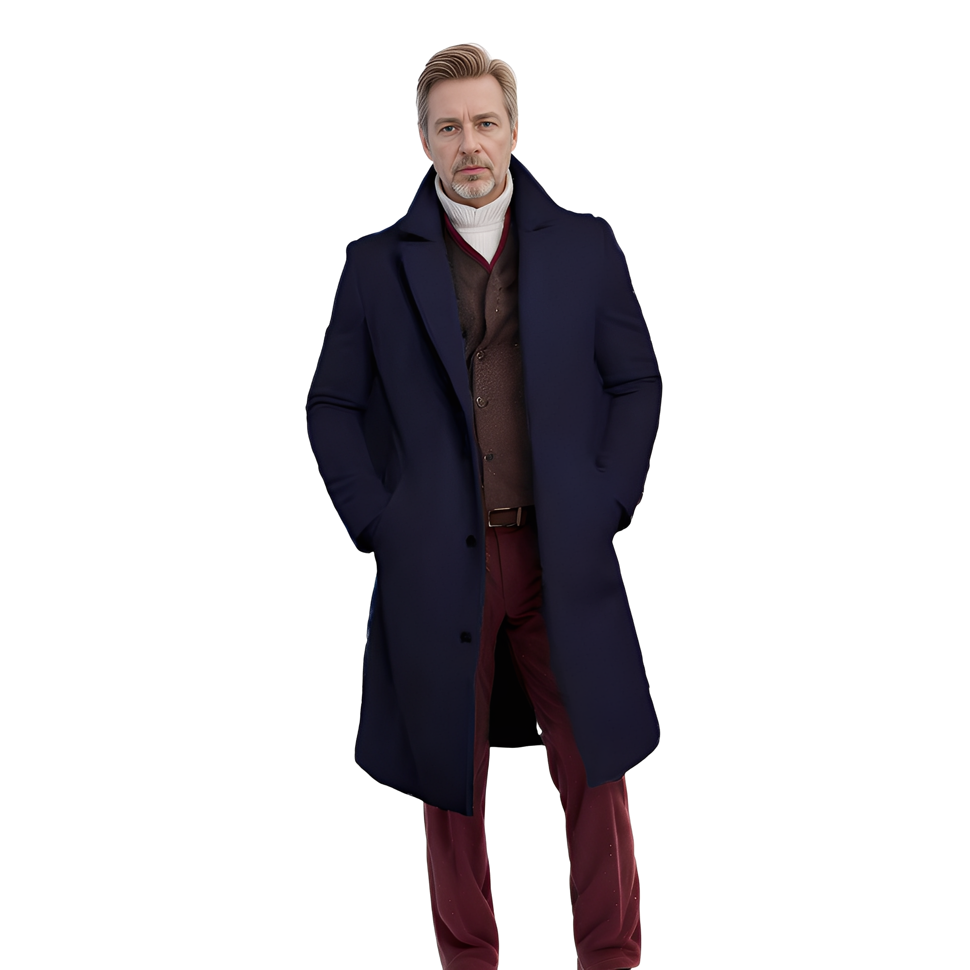 Evans - Classique manteau mi-long en laine pour homme