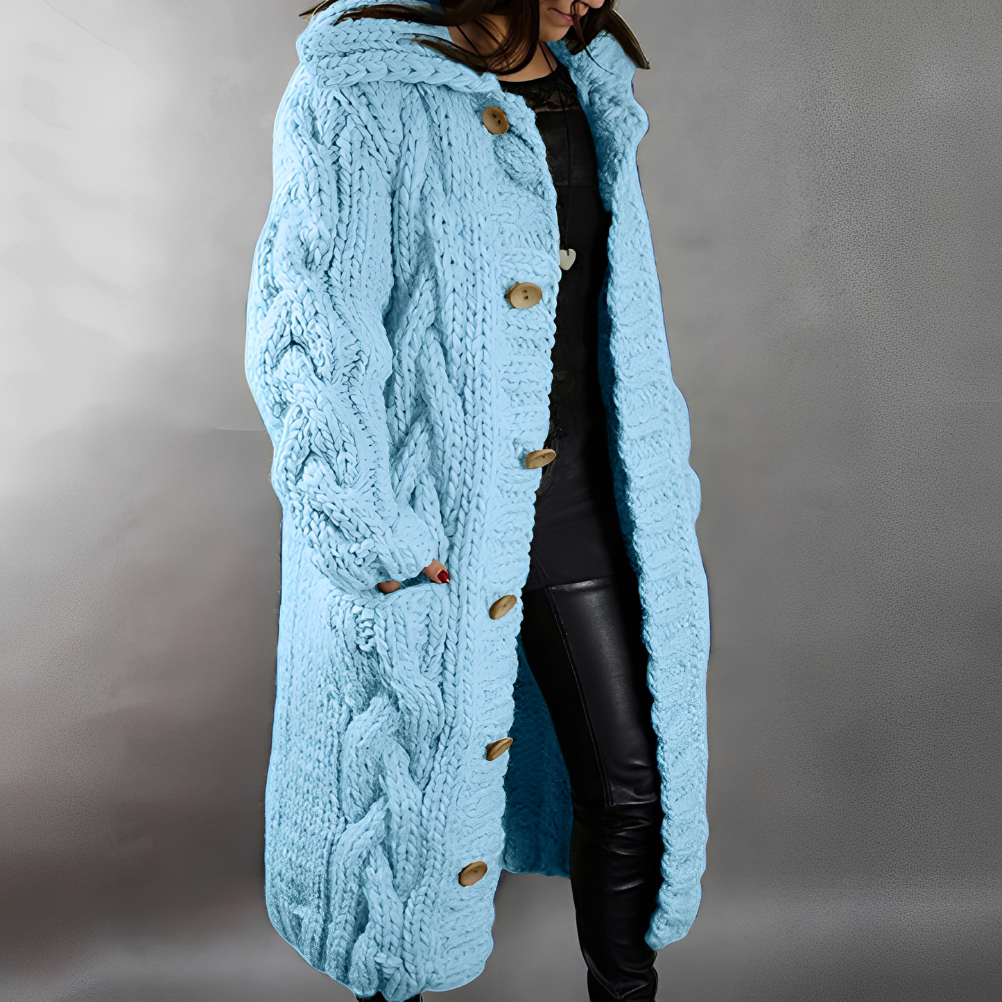 Arielle - Eleganter langer Wollstrickjacke für Damen