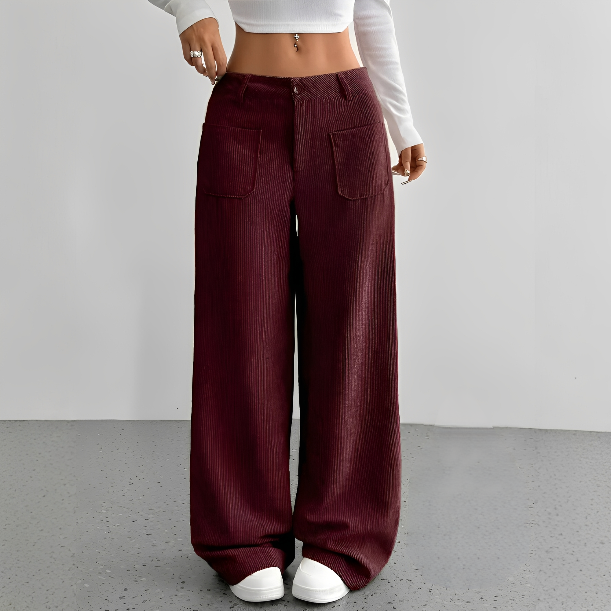 Isabelle - Pantalon en velours côtelé taille haute