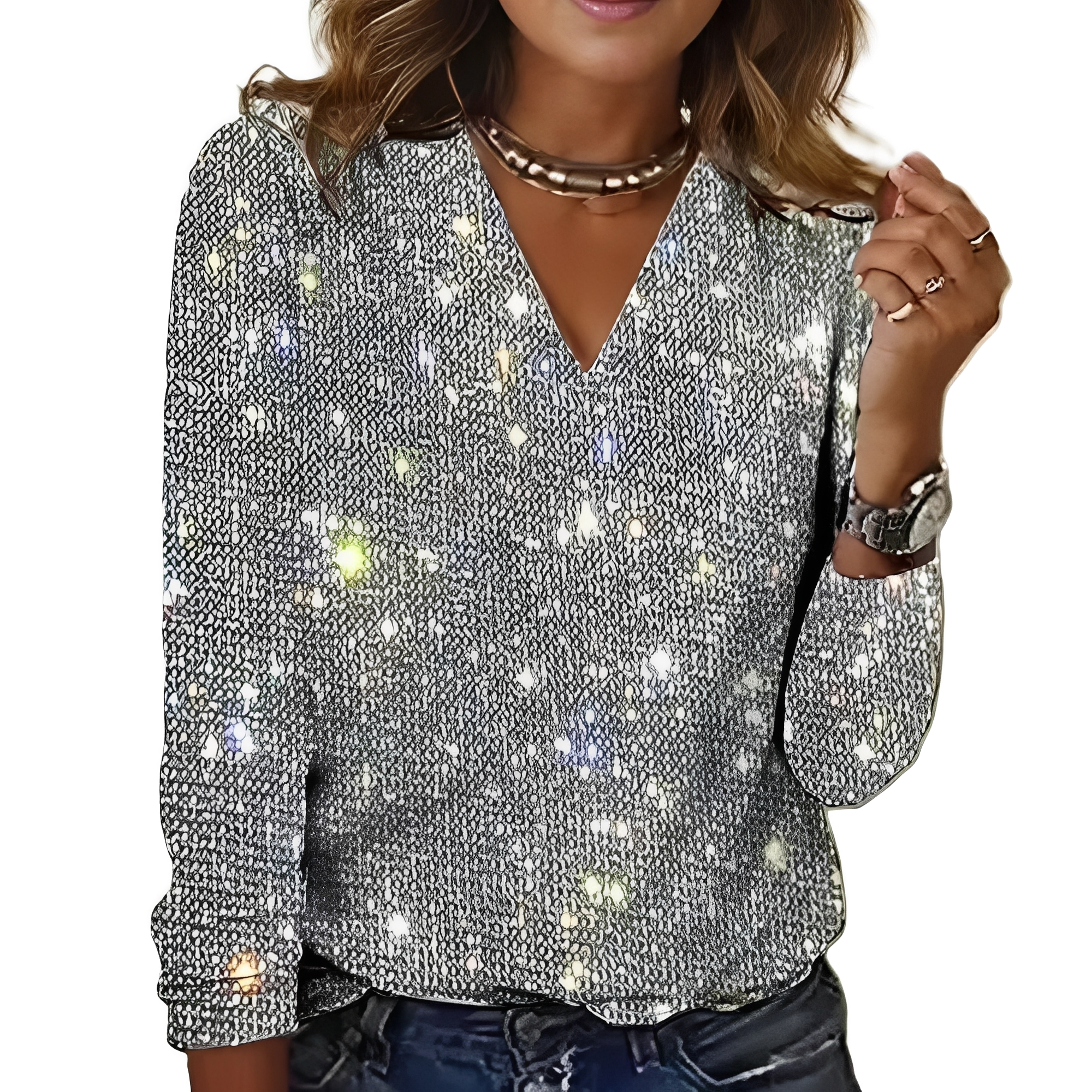 Caroline - Blouse élégante et scintillante pour femmes