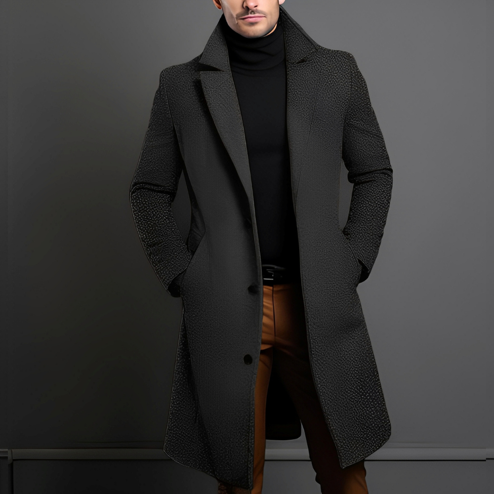 Zackary - Manteau décontracté mi-long en laine pour homme