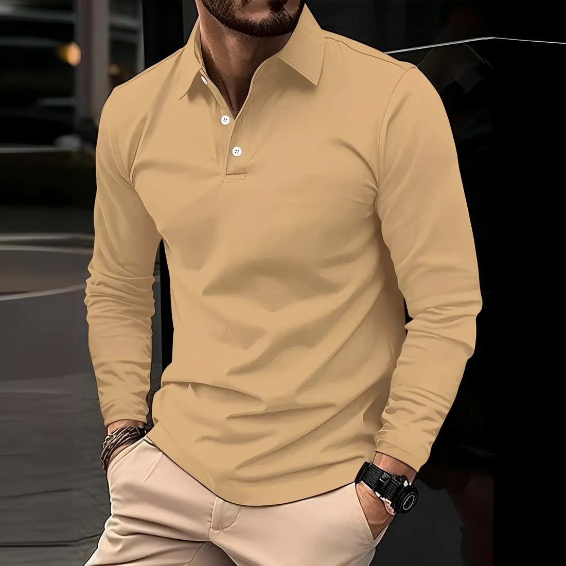 Conner – Polo à manches longues pour hommes – Décontracté et confortable