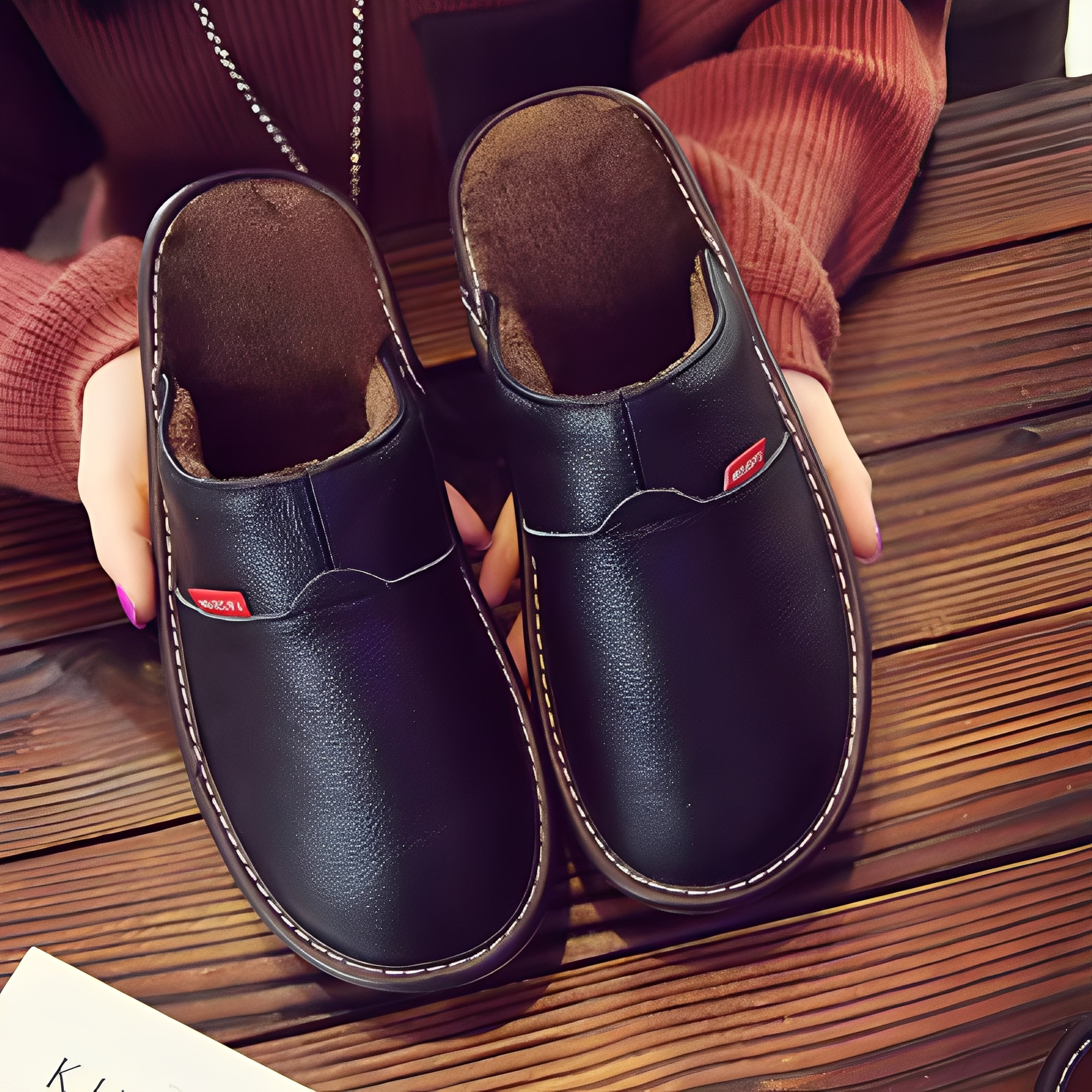 Jasper - Chaussons pour hommes en fourrure, style décontracté