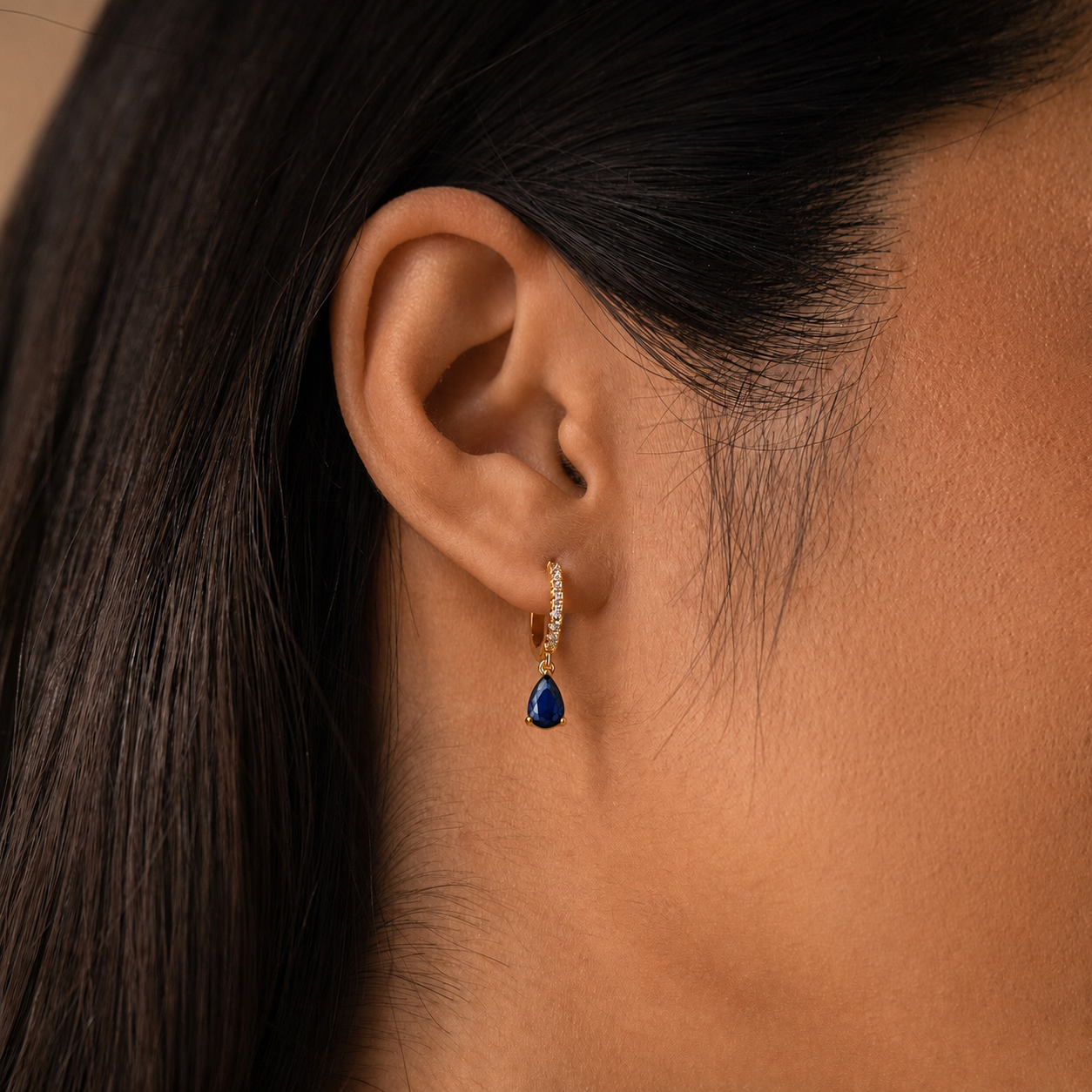 Créoles Huggies de Pierre de Naissance - Boucles d'oreilles en Strass