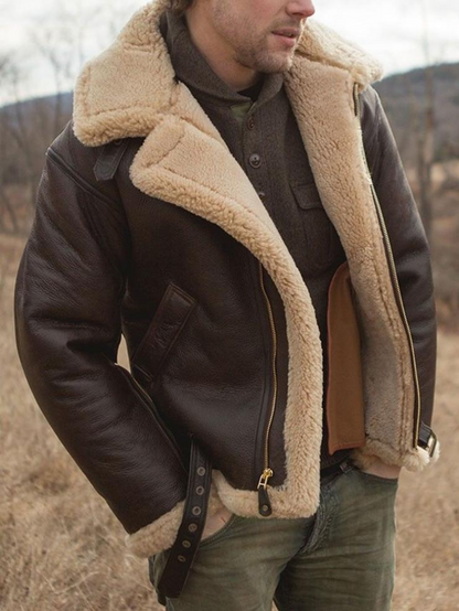 Thiago - Veste en cuir d'hiver pour hommes, élégante