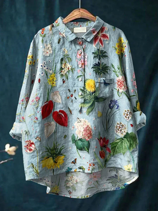 Vera - Fashionable blouse with loose fit and floral pattern