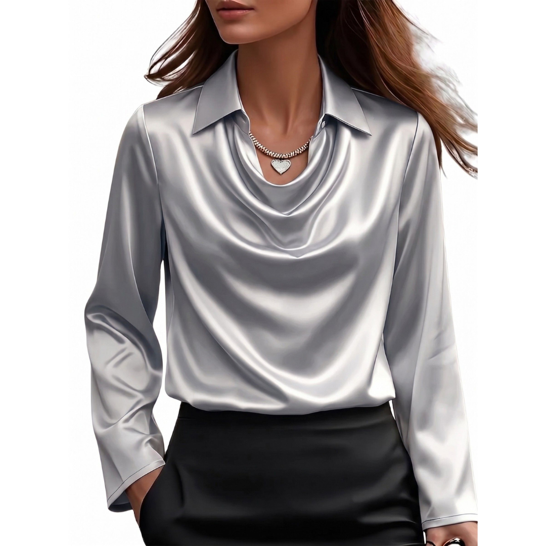 Dionne - Élégante chemise satinée à manches longues pour femmes
