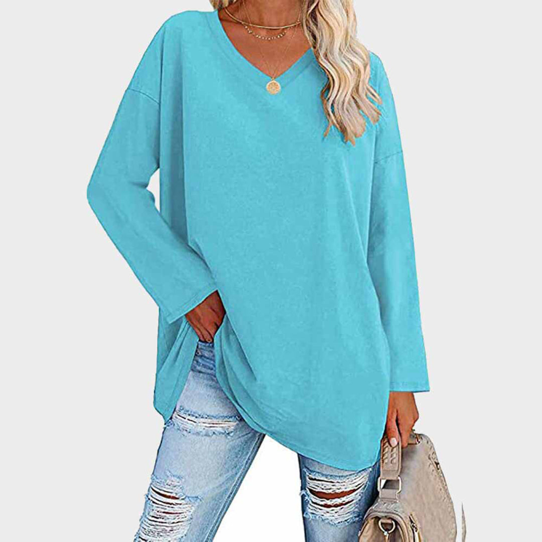 Ania - Blouse chic à col en V et manches longues