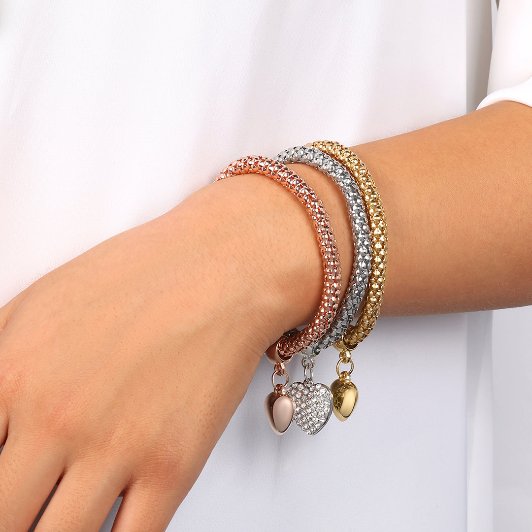 Aria – Bracelet en métal avec cœurs solides
