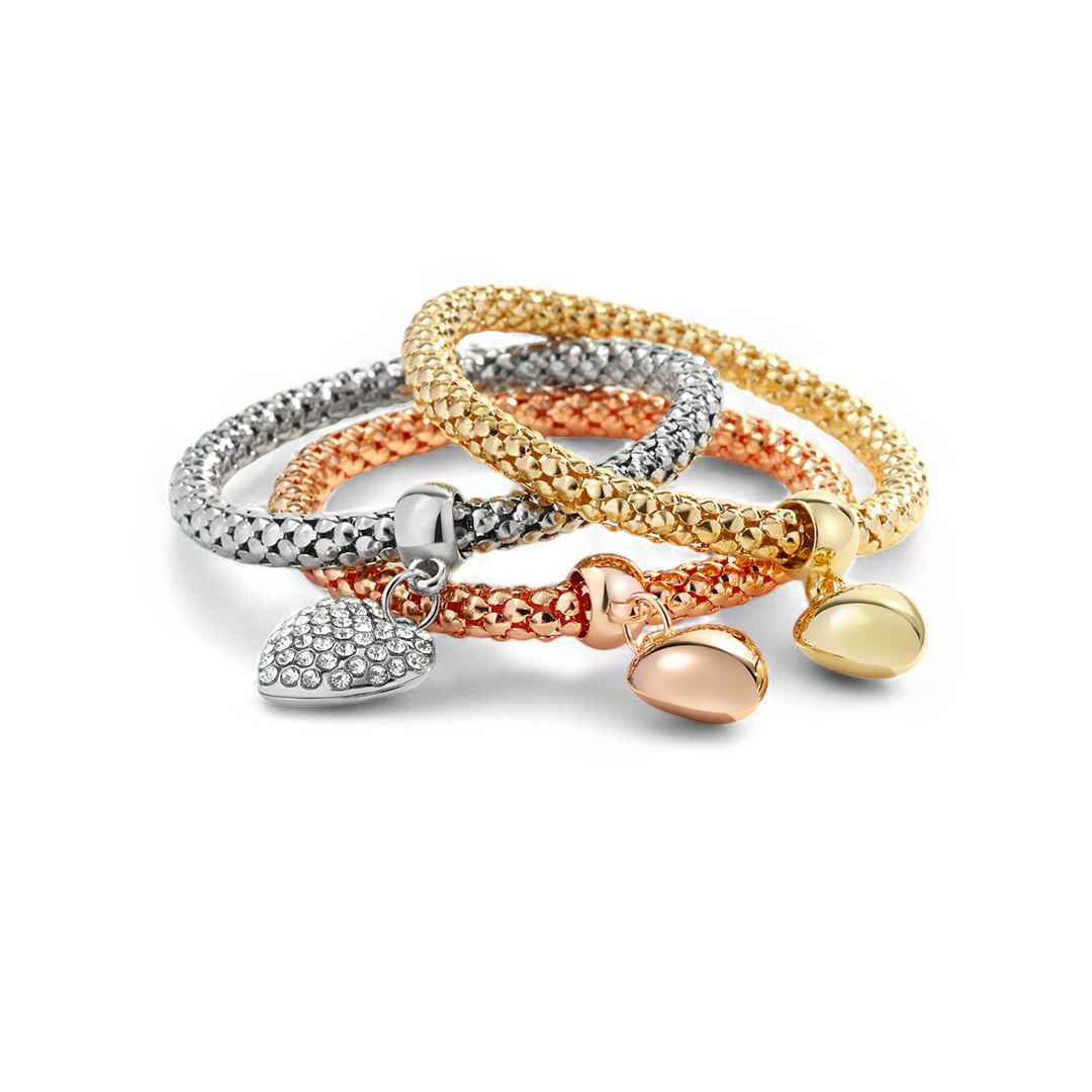 Aria – Bracelet en métal avec cœurs solides